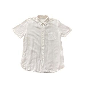 120% Lino Mens White 100% Linen Short Sleeve Button Down Shirt XL 31ALIM136B